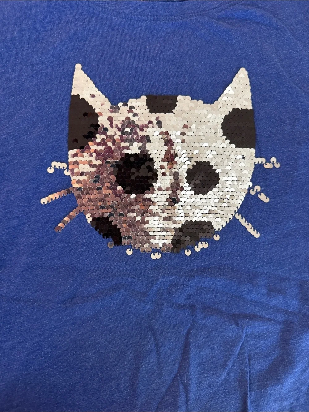 Cat & Jack Royal Blue Girls Short Sleeve Sequin Cat Tee